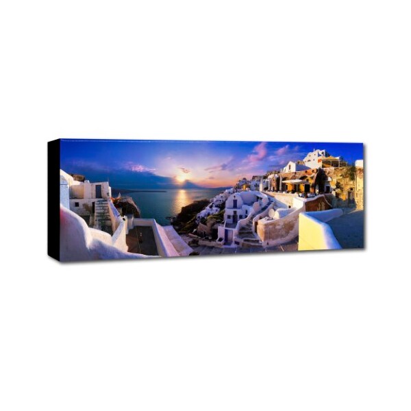 John Xiong 'Santorini Sunset' Canvas Art,8x24